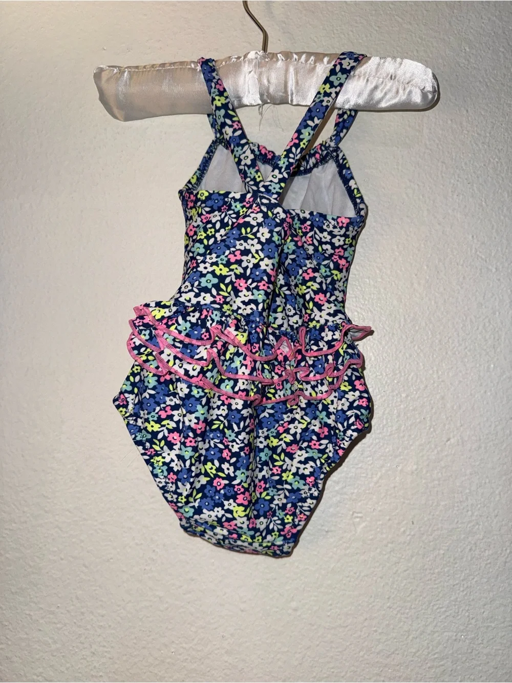 Carter's Navy Floral Girls' One-Piece Swimsuit with Pink & Yellow Accents